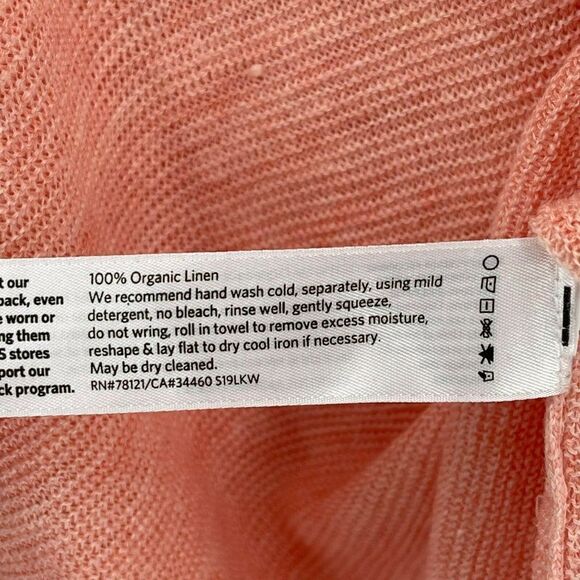 Eileen Fisher Organic Linen Melange Round Neck Short Sleeve Top Peach Women LG - Picture 7 of 7